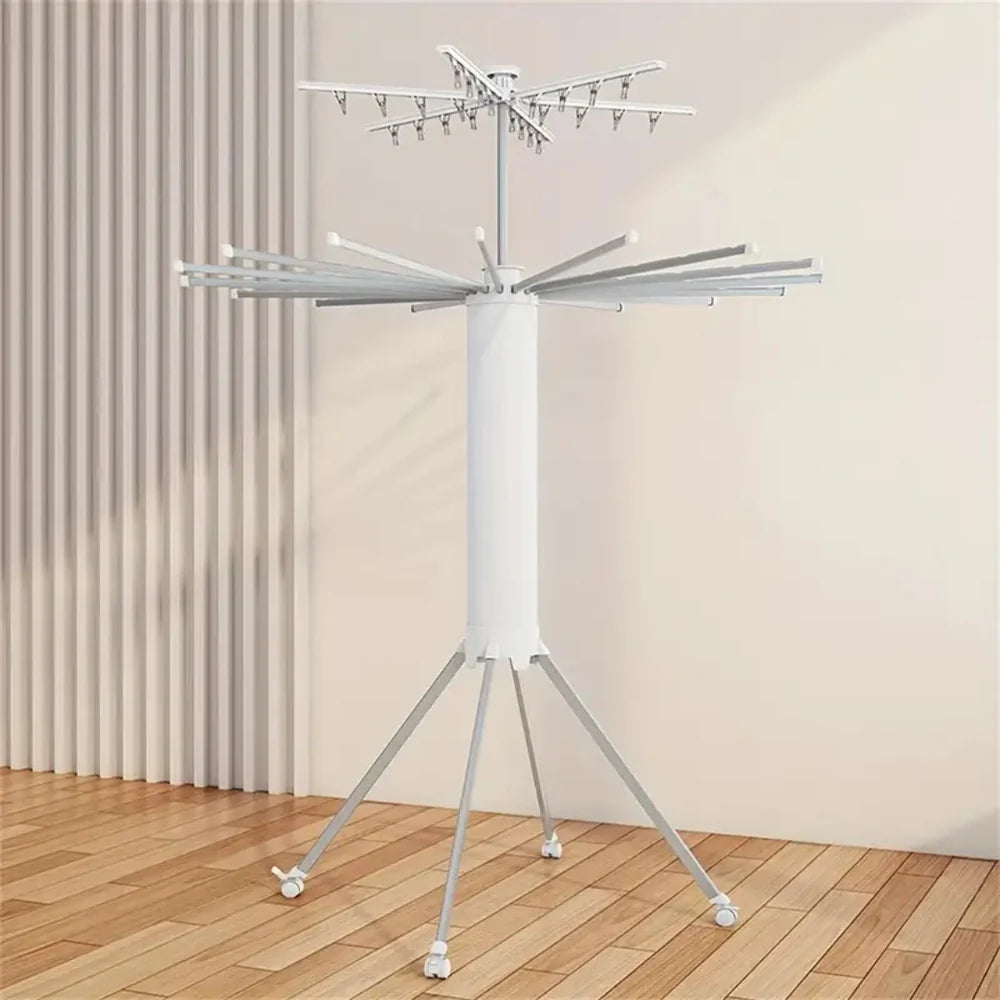 Foldable 360° Rotating Clothes Drying Stand | Aluminum Tripod Laundry Rack