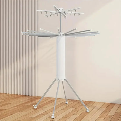 Foldable 360° Rotating Clothes Drying Stand | Aluminum Tripod Laundry Rack