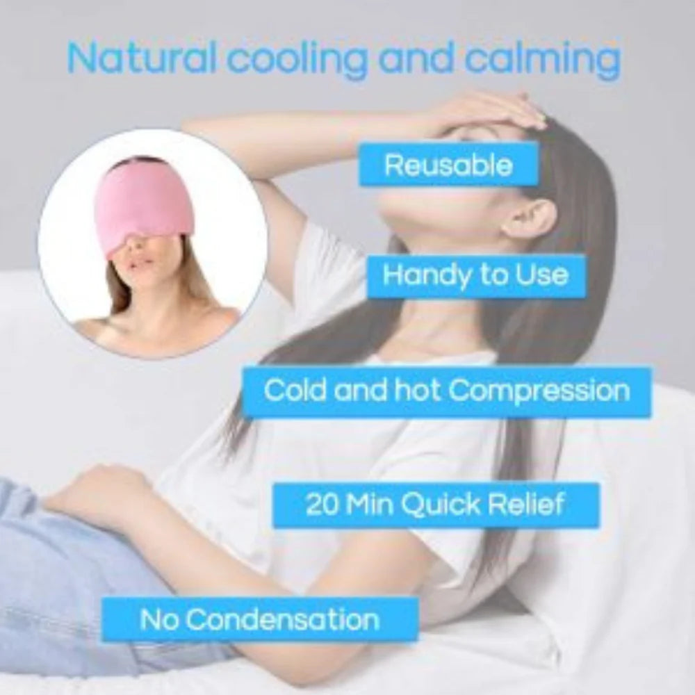Hot & Cold Migraine Relief Ice Cap | Reusable Headache & Sinus Therapy Mask