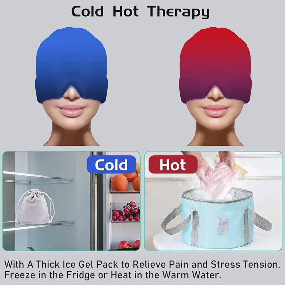 Hot & Cold Migraine Relief Ice Cap | Reusable Headache & Sinus Therapy Mask